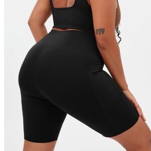 Girlfriend Collective Black High-Rise Pocket Bike Short